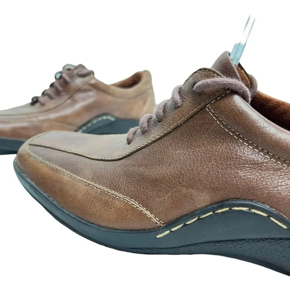 NATURALIZER FEDDRA Brown Tan Genuine Leather Lace Up Casual Shoes Comfort sz 9 N